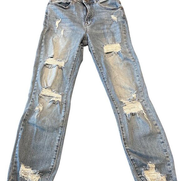 Risen Distressed Ripped Boyfriend Denim Jeans Distressed Los Angeles - Picture 1 of 8
